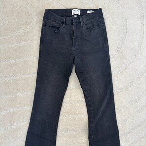 Frame Denim Le Cropped Mini Boot Fringe Hem Jeans